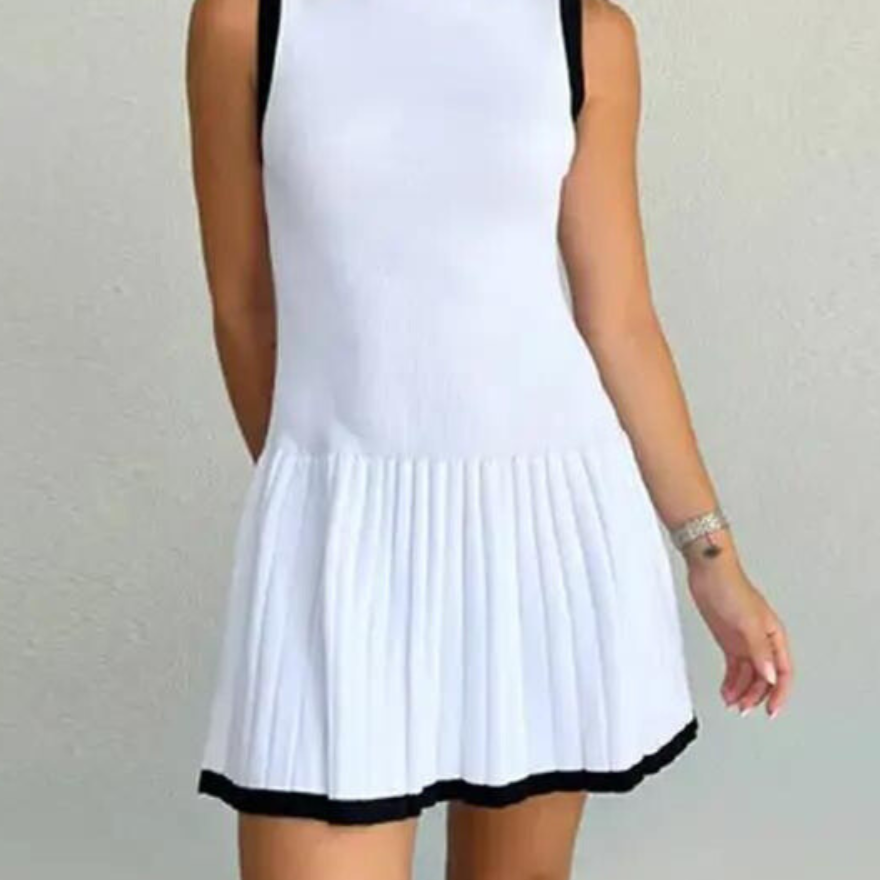 Robe Margot taille basse en maille contrastée