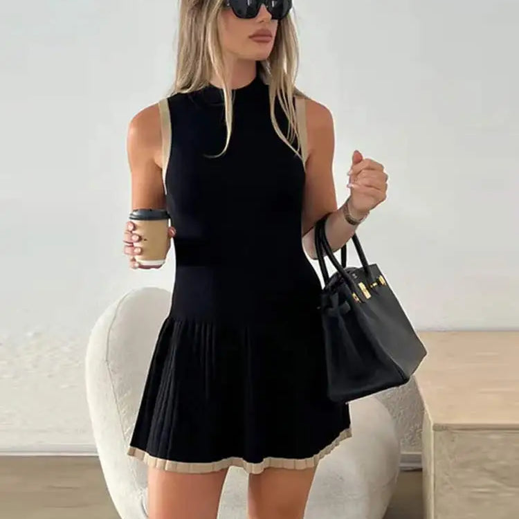 Robe Margot taille basse en maille contrastée
