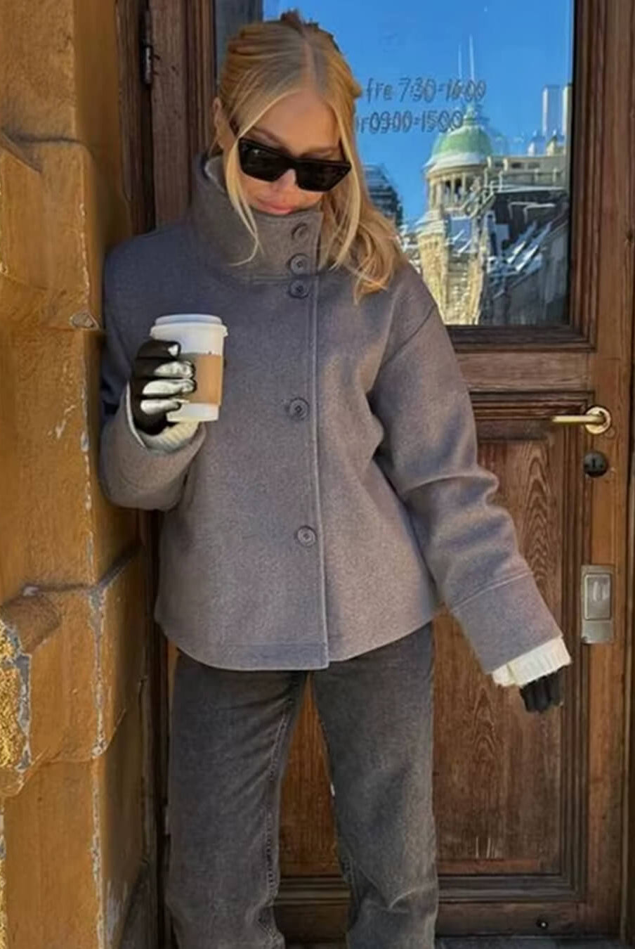 SEAME - Rosalia Elegant Lady Women's Jacket with Stand Collar for Autumn Style Navy Blue S