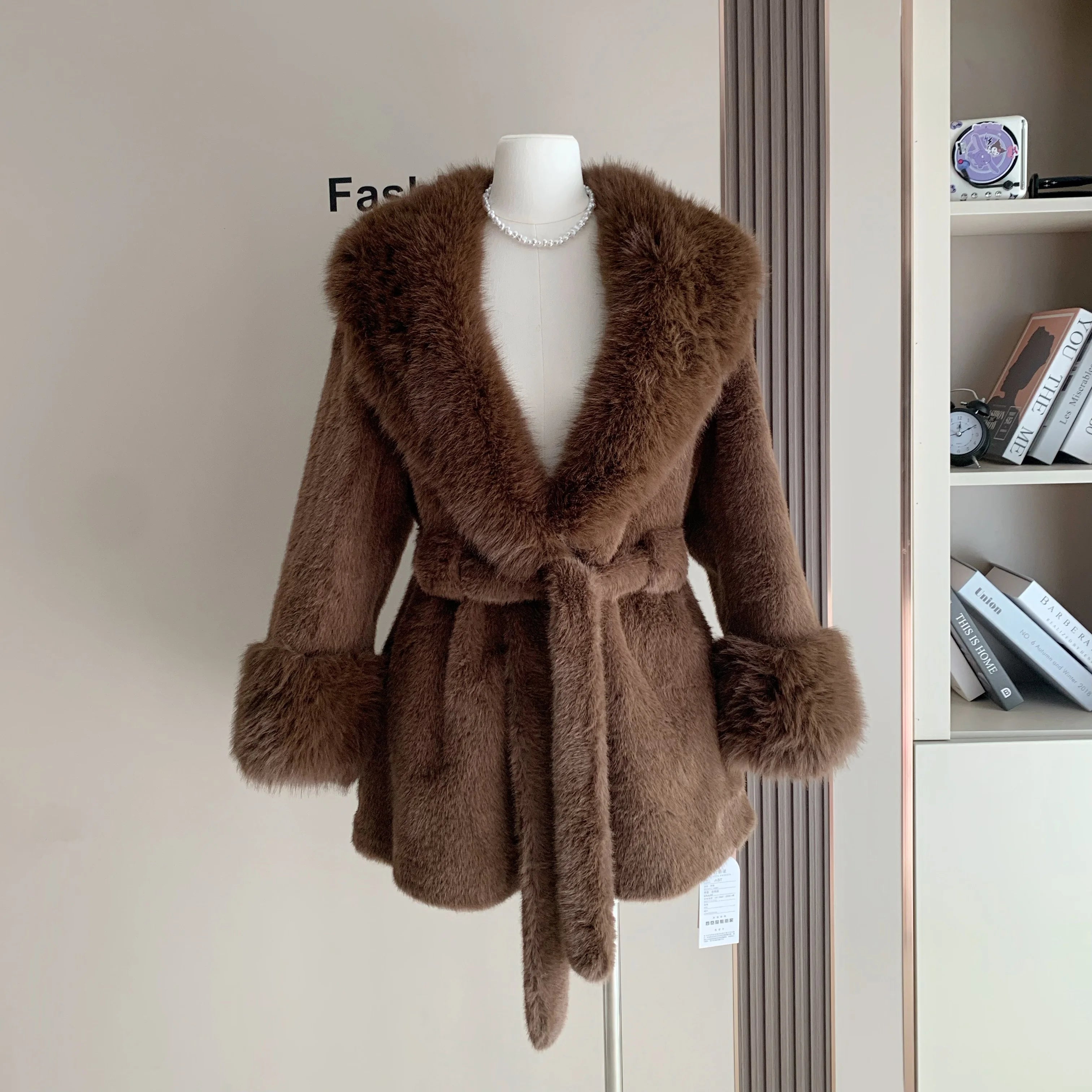 Womens Coat - Eco-Friendly Faux Fur Winter Coat with Long Sleeves for Casual and Commuting Style 4