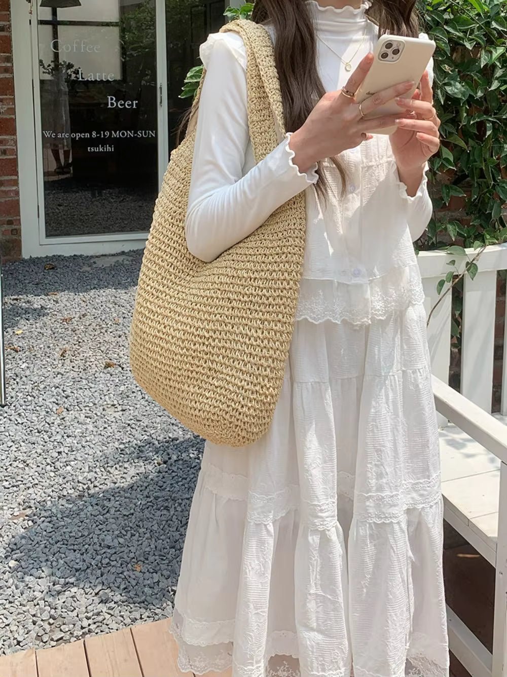 SOERA Beatrice Woven Rattan Tote Bag - Bag - Beige
