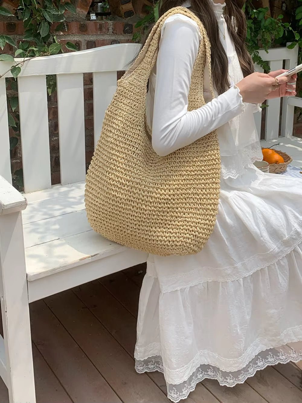 SOERA Beatrice Woven Rattan Tote Bag - Bag - Beige