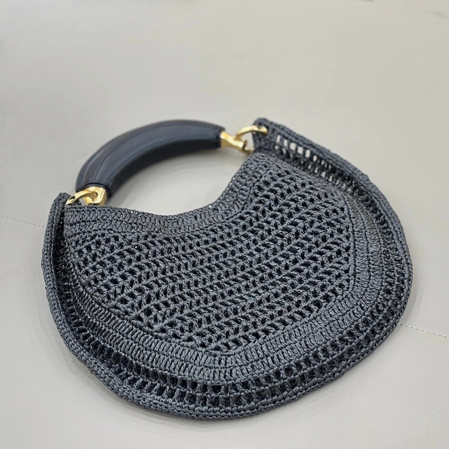 SOERA Bianca Crescent Woven Bag - Bag - Black