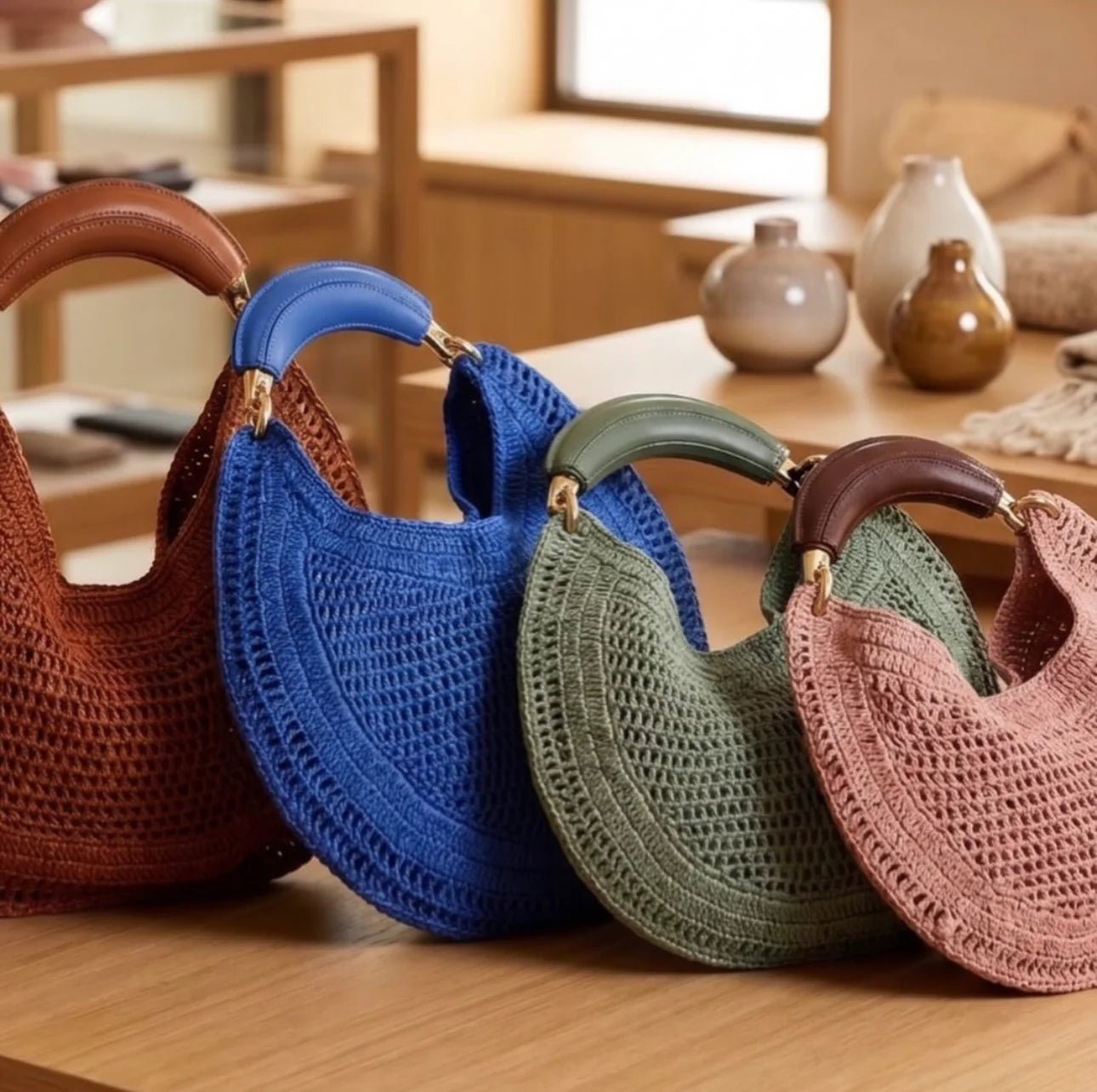 SOERA Bianca Crescent Woven Bag - Bag - Pink
