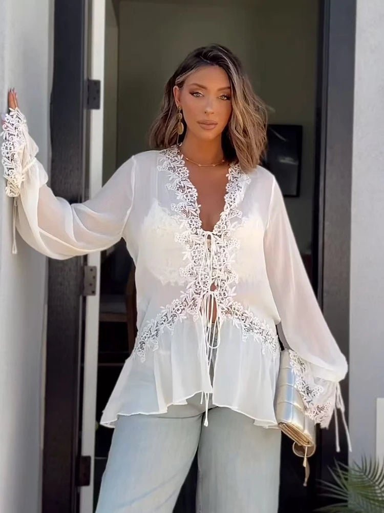 SOERA Bianca Lace Cardigan Top - Blouse - M