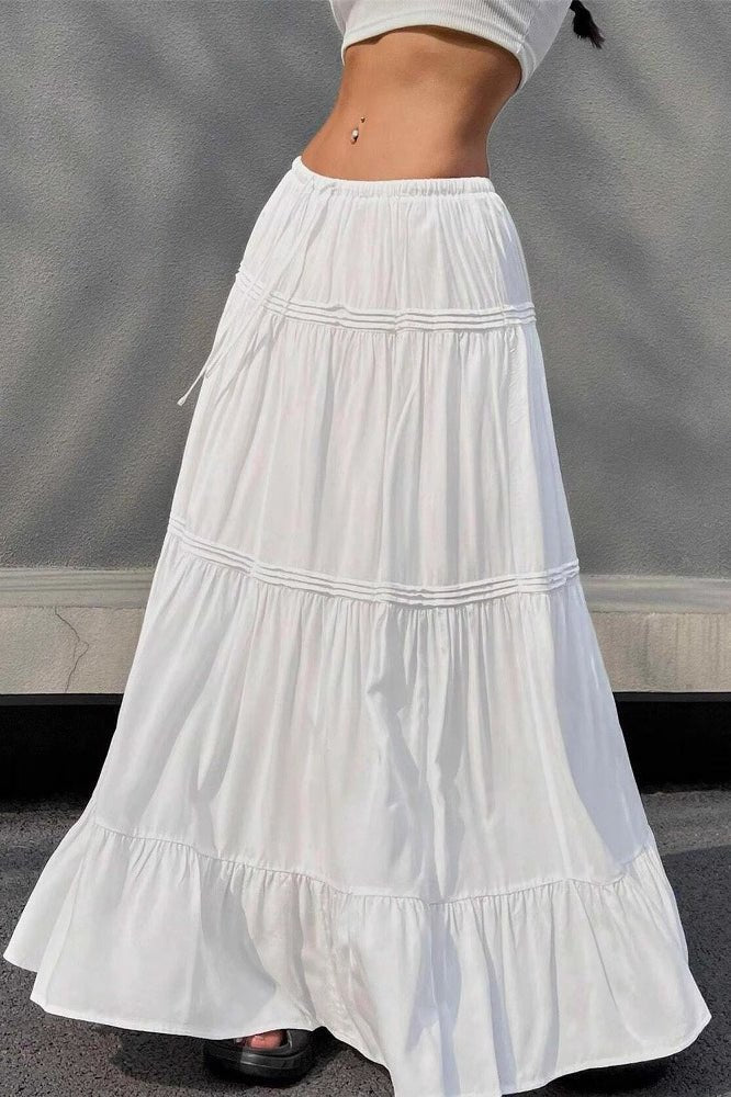 SOERA Marcella Tiered Ballet Maxi Skirt - Bottoms - White L