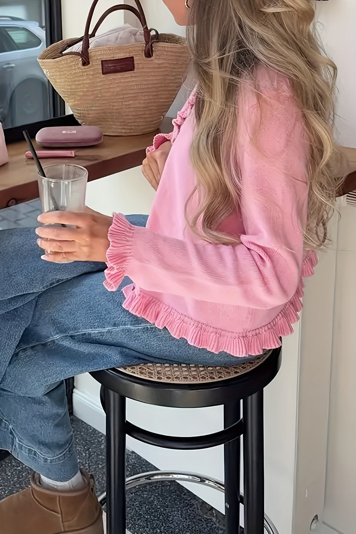 SOERA Ayla Knitted Frill Cardigan - Cardigan - Pink S