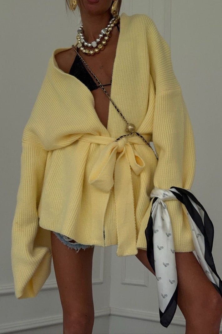 SOERA Bianca Belted Midi Cardigan - Cardigan - Yellow S