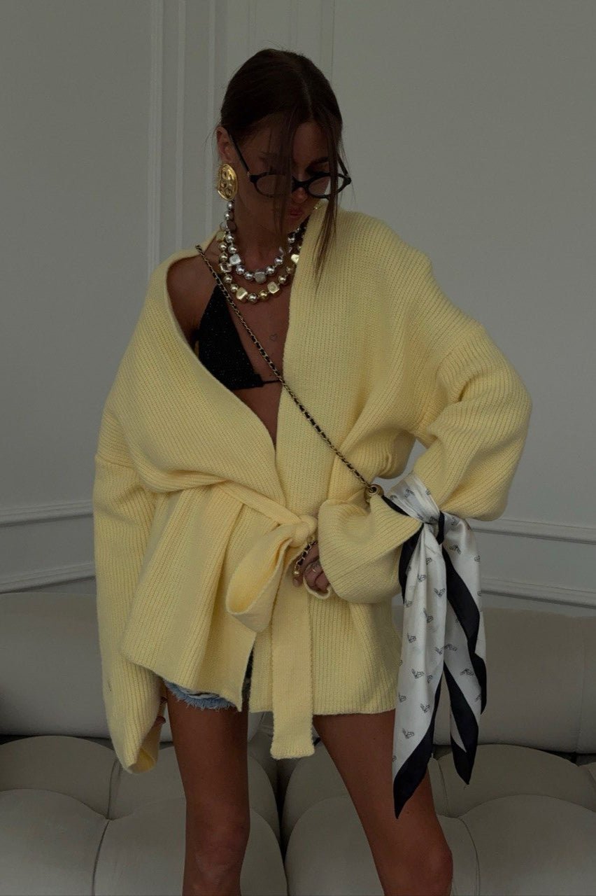 SOERA Bianca Belted Midi Cardigan - Cardigan - Yellow XS