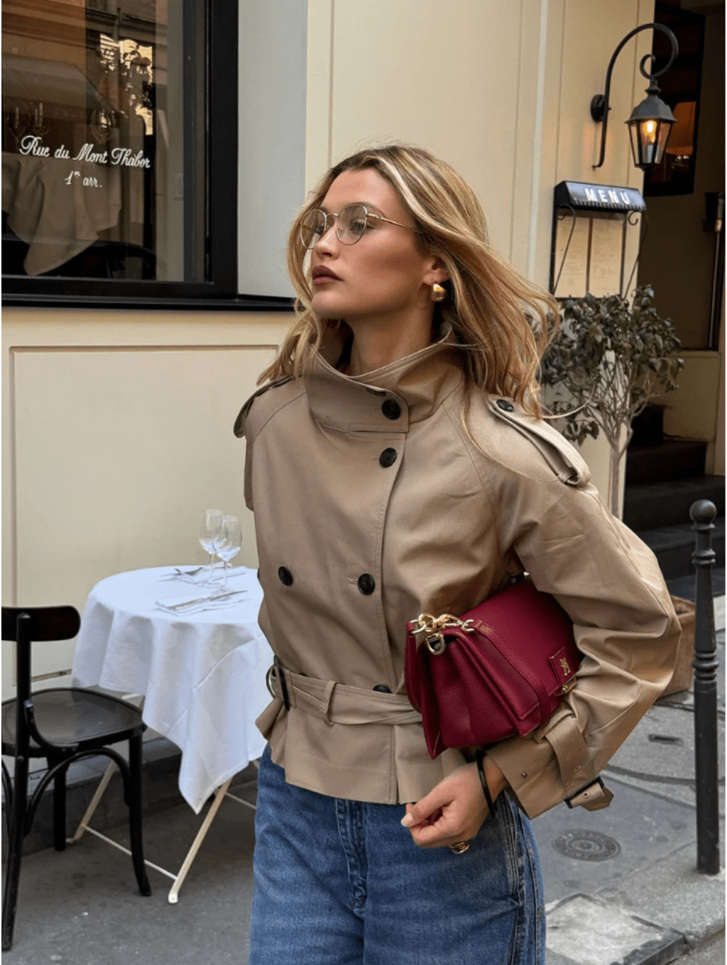 SOERA Marlene Cropped Trench Coat - Coat - Beige XS