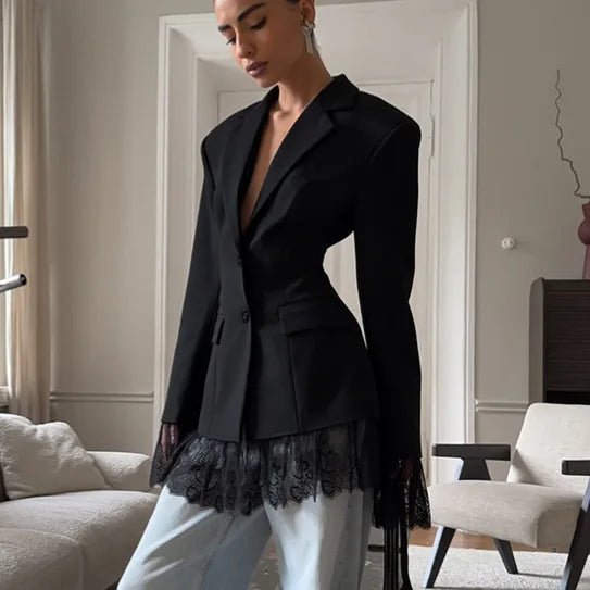 SOERA Joanna Blazer with Lace Details - Coats & Jackets - 1005010550660881-;gj1768905117858997955 Black S