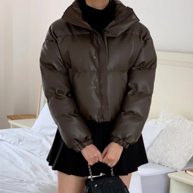 SOERA Samantha Faux Leather Puffer Jacket - Coats & Jackets - 3256810074386408-;yH1763625122237475000 White S