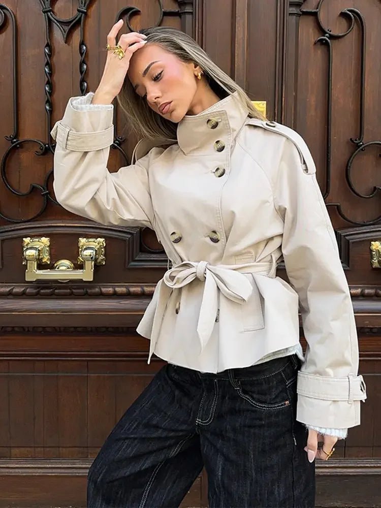 SOERA Thea Belted Short Trench Coat - Coats & Jackets - 1005011764467725-;Fw1773321573272512521 Burgundy XS