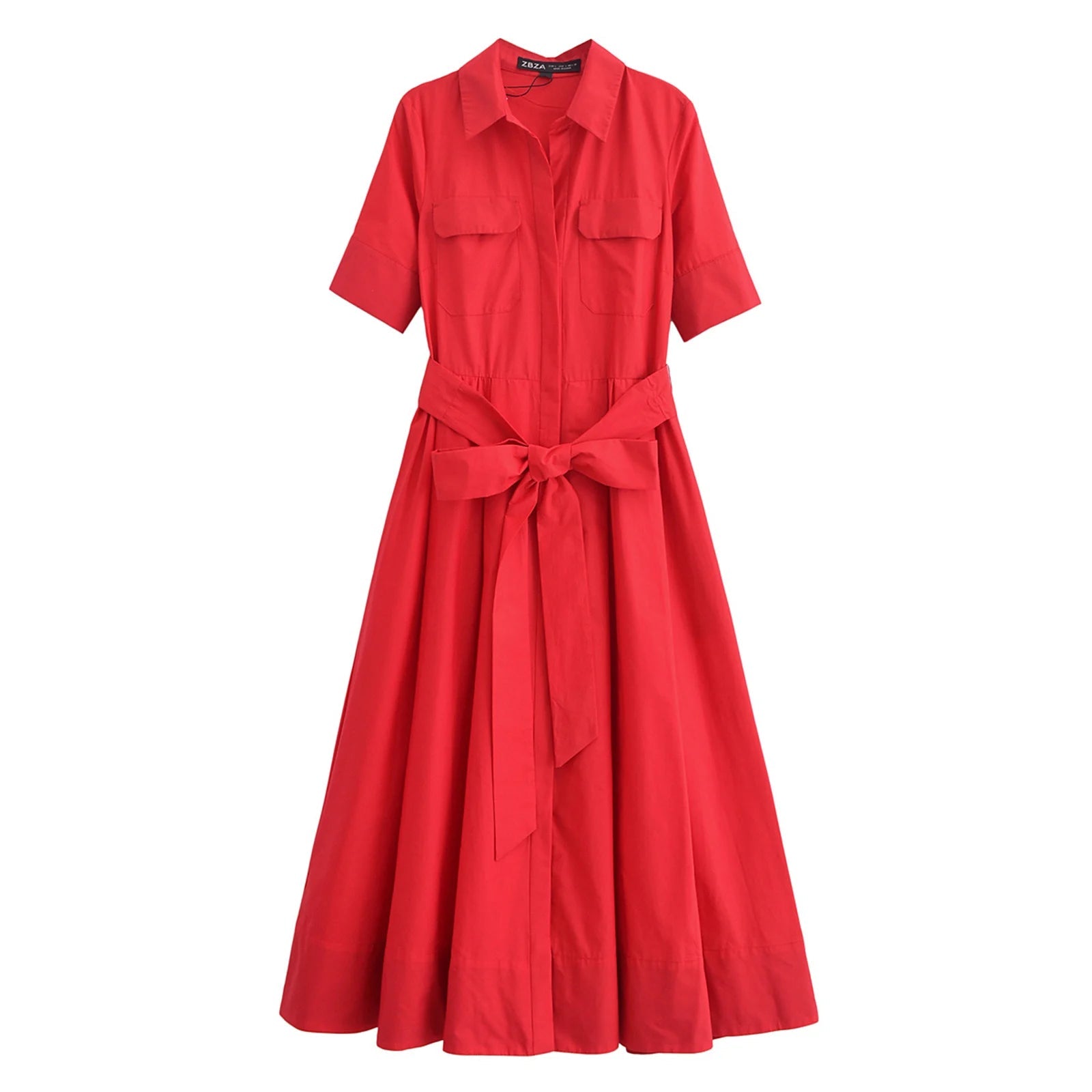 SOERA Ariane Belted Shirt Midi Dress - Dress - Red XS