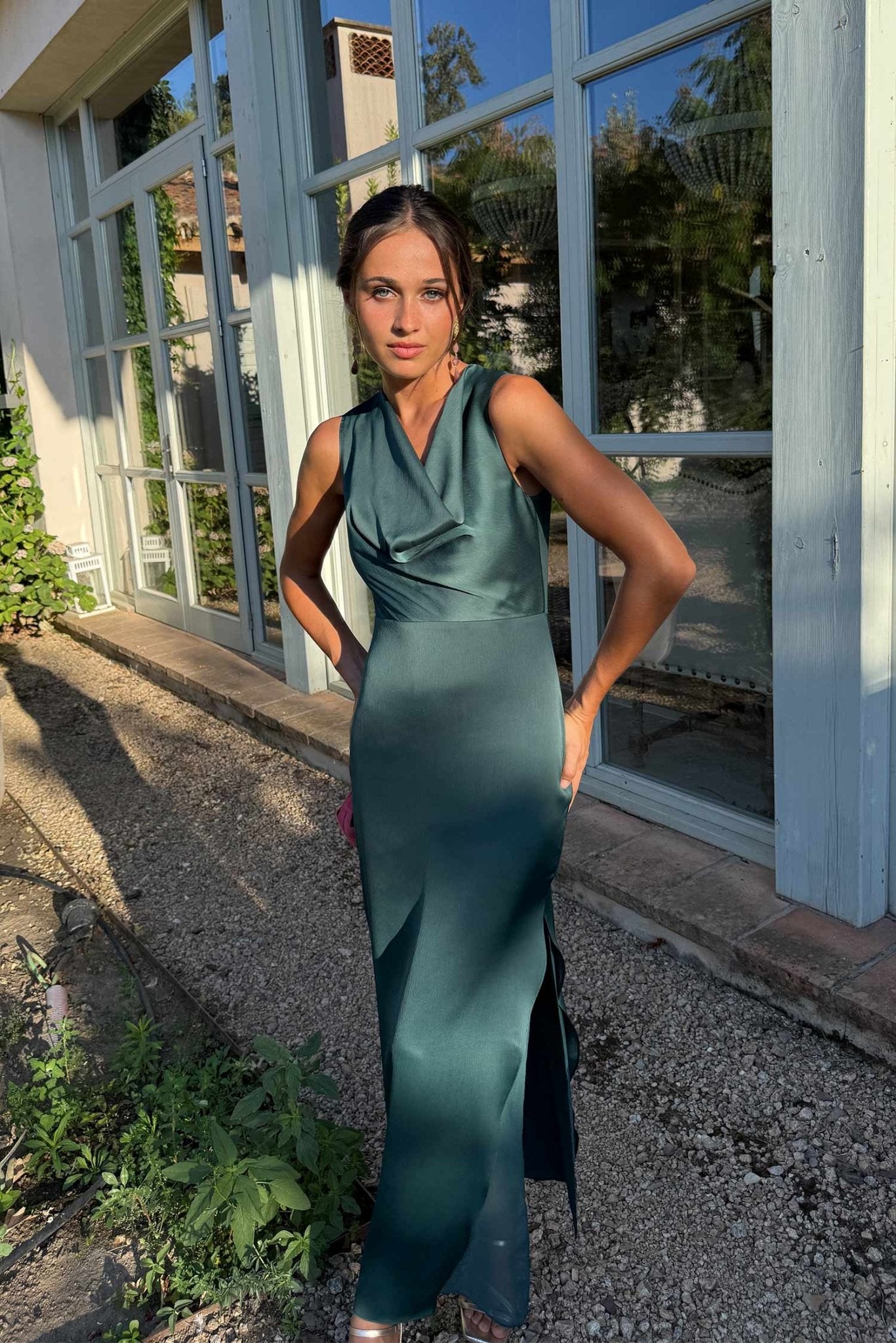 SOERA Bianca Satin Cowl Neck Maxi Dress - Dress - S