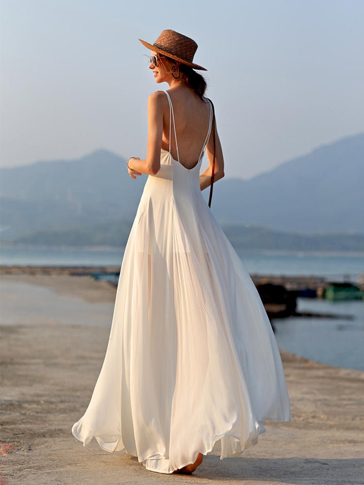 SOERA Bianca V - Neck Backless Cami Long Dress - Dress - S
