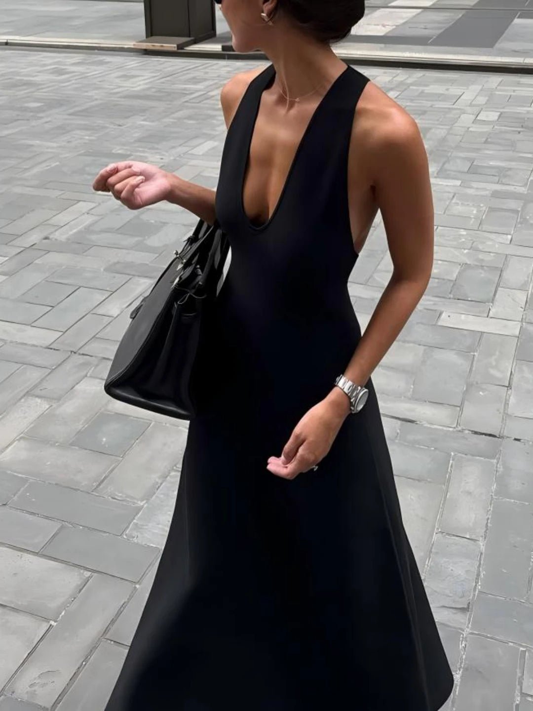 SOERA Celeste Deep V-Neck Halter Maxi Dress - Dress - XS