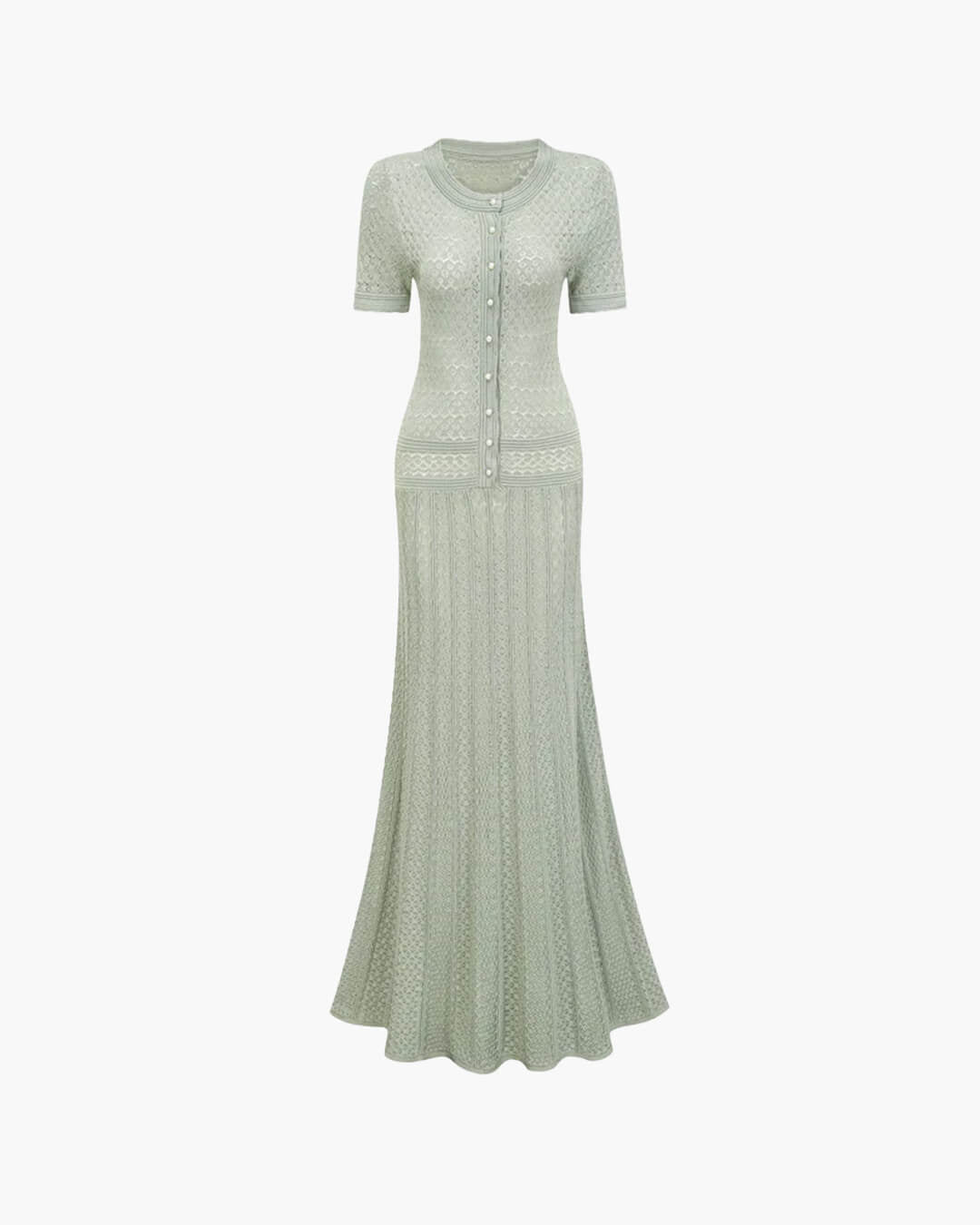 SOERA Celeste Half Button Knitted Midi Dress - Dress - Mint Green XS