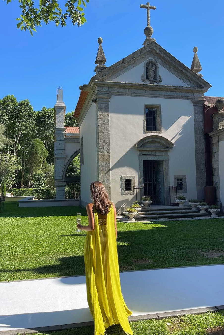 SOERA Diana Halter Ruched Maxi Dress with Scarf - Dress - SOERA-795907-LIM-S-10435 Lime Yellow S