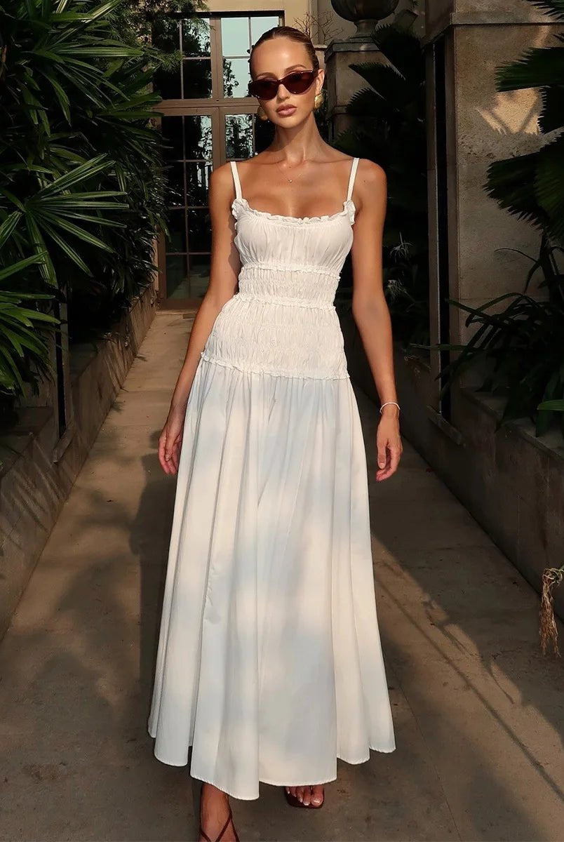 SOERA Sophia Square Neck Bodycon Maxi Dress - Dress - SOERA-012547-WHI-M-52131 White M