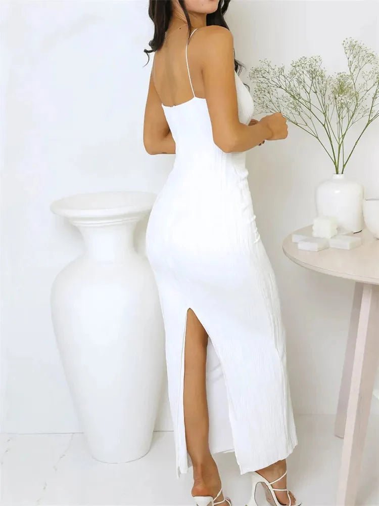 SOERA Bianca Ruched Sleeveless Party Dress with Back Split - Dresses - Black S