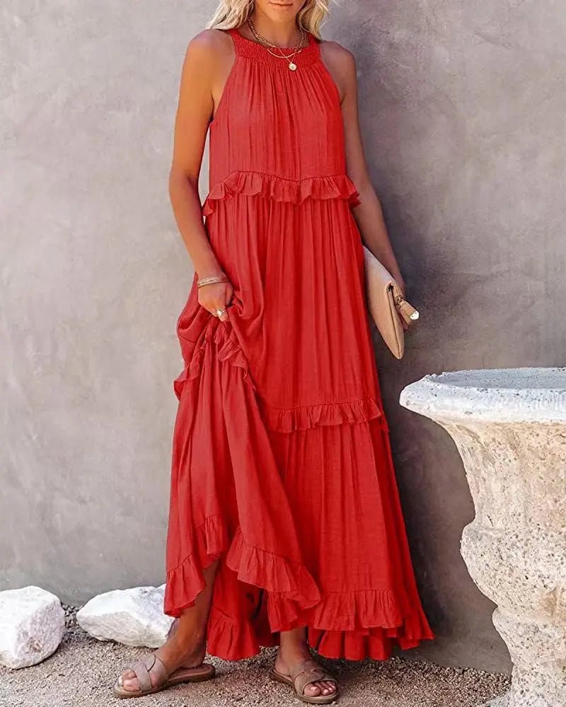SOERA Celeste Ruffle Hem Beach Maxi Dress - Dresses - White S