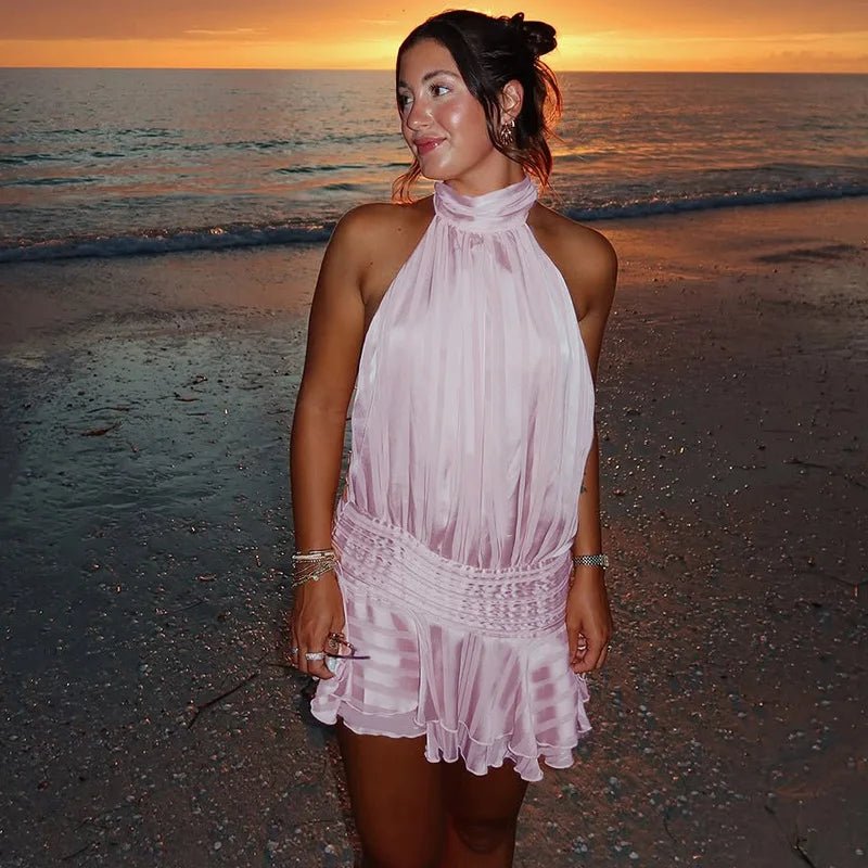 SOERA Ezra Backless Mini Dress - Dresses - 1005010778330644-;YG1770793334327655774 Pink L