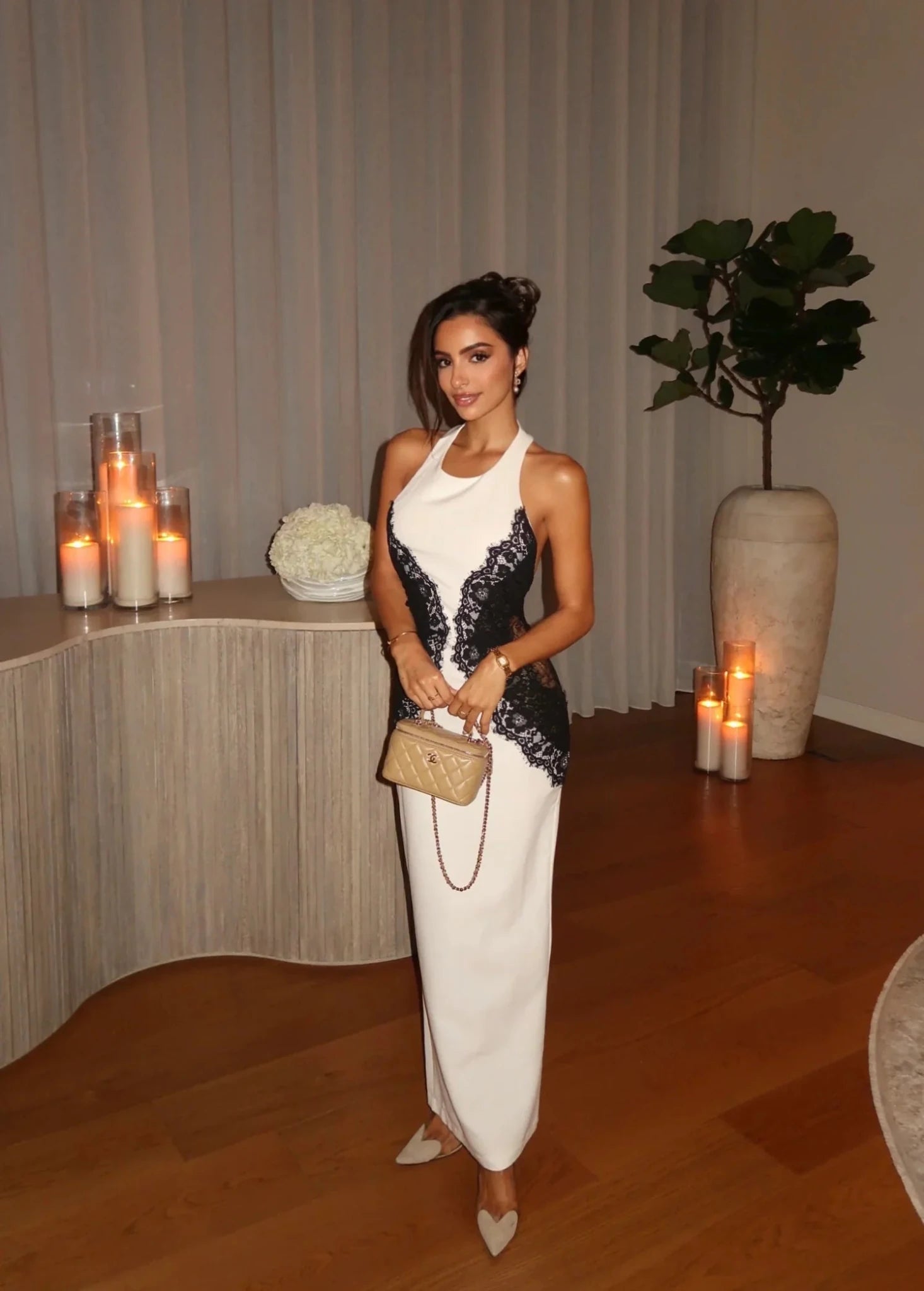 SOERA Kaye Lace Halter Neck Maxi Dress - Dresses - White L