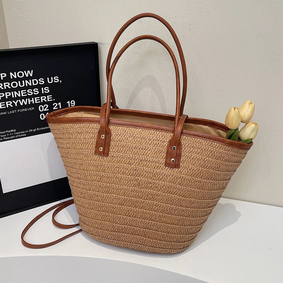 SOERA Beatrice Forest Woven Single-Shoulder Tote - Handbags - Brown