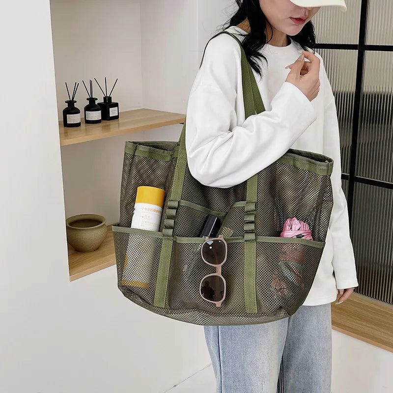SOERA Beatrice Large Capacity Canvas Beach Tote - Handbags - Armygreen