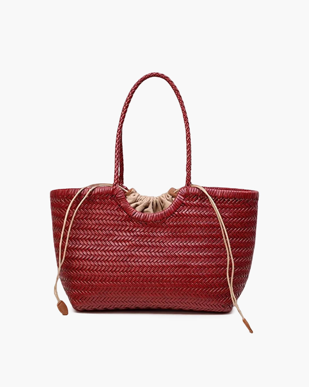 SOERA Bianca Handwoven Leather Tote Bag - Handbags - Burgundy Large
