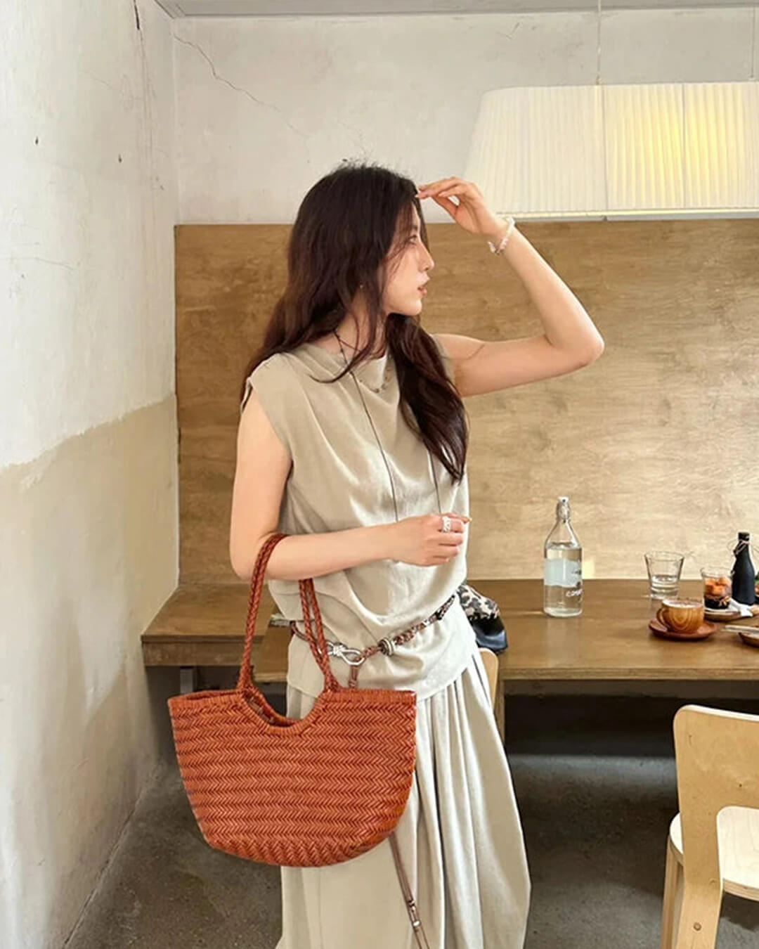 SOERA Bianca Handwoven Leather Tote Bag - Handbags - Green Large