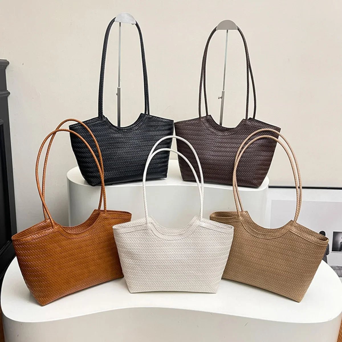 SOERA Riona Textured Weave Handbag - Handbags - White