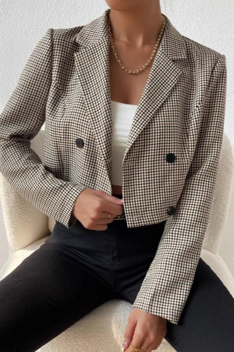 SOERA Bianca Houndstooth Cropped Blazer - Jacket - S