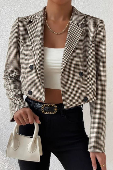 SOERA Bianca Houndstooth Cropped Blazer - Jacket - XL