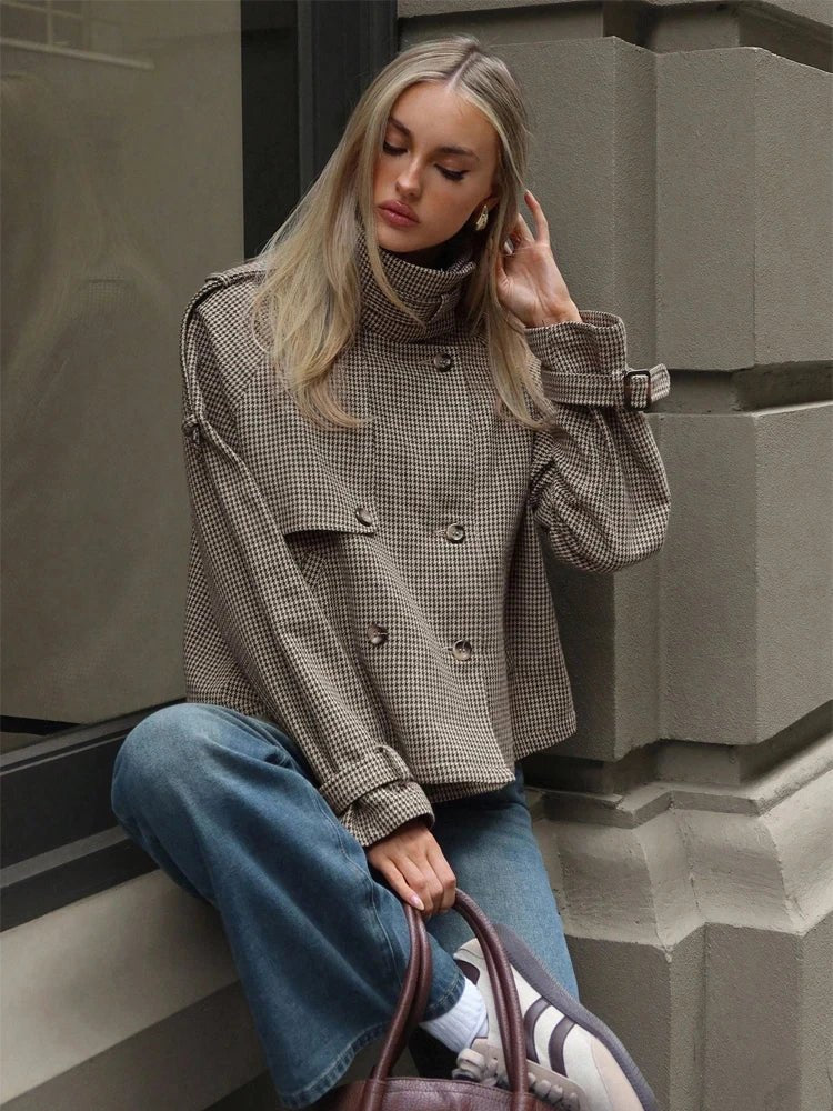 SOERA Denise Houndstooth Cropped Jacket - Jacket - SOERA-841091-CHE-L-82275 Check L