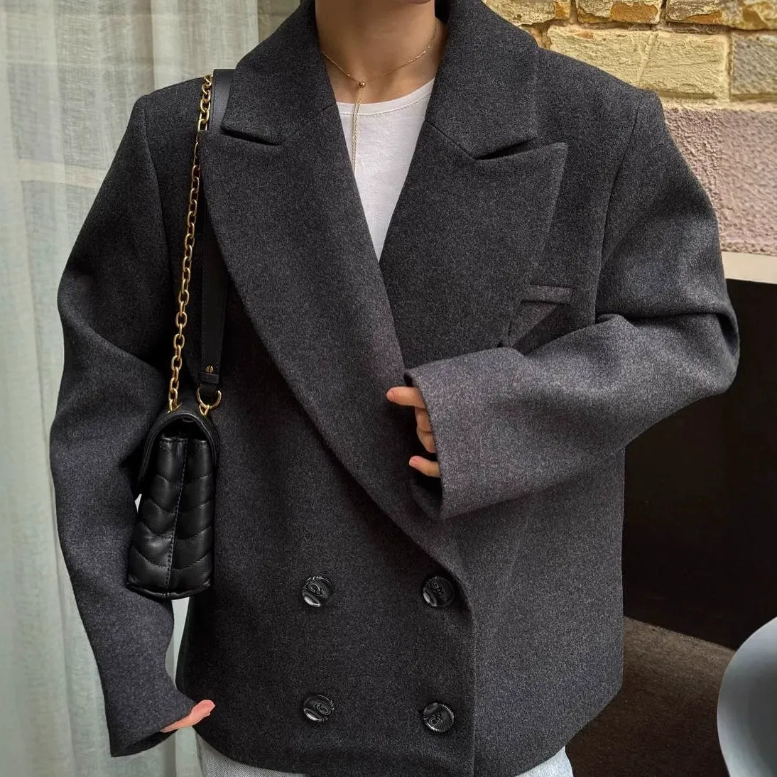 SOERA Angeline Relaxed Blazer Coat - Jackets - rg1767772172494831673 Dark Grey S