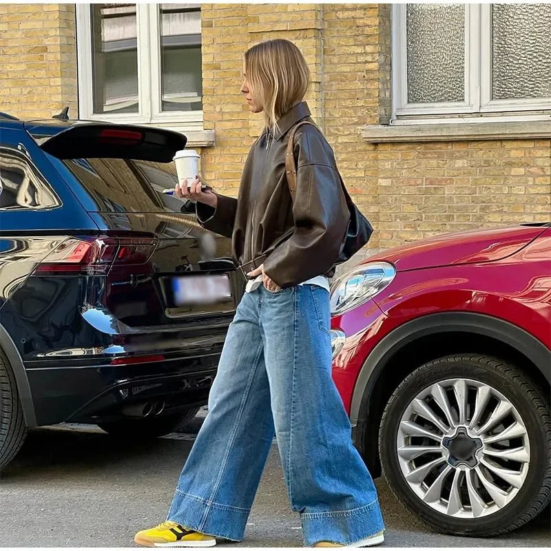 SOERA Carine Leather Moto Jacket - Jackets - 1005010155324280-;kC1770303445158624258 Brown M