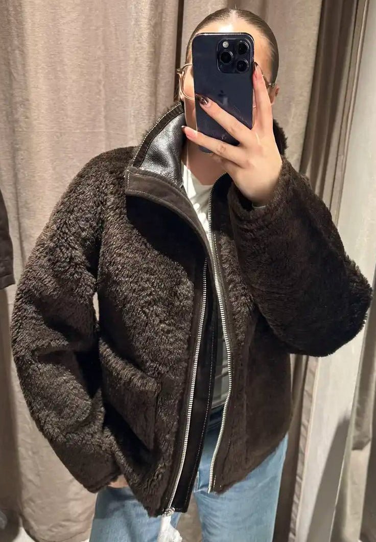 SOERA Carol Stand Collar Faux Fur Jacket - Jackets - 3256810101475923-;sT1763625122511630775 Dark Brown XS