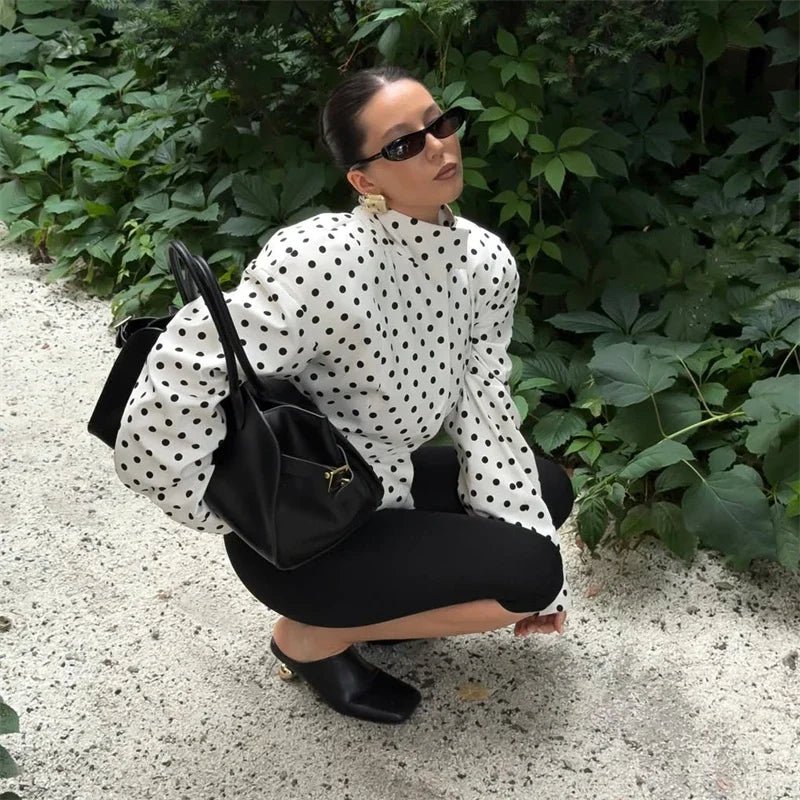 SOERA Caryl Stand Collar Polka Dot Jacket - Jackets - 1005009631661786-;HH1774869403517272188 M