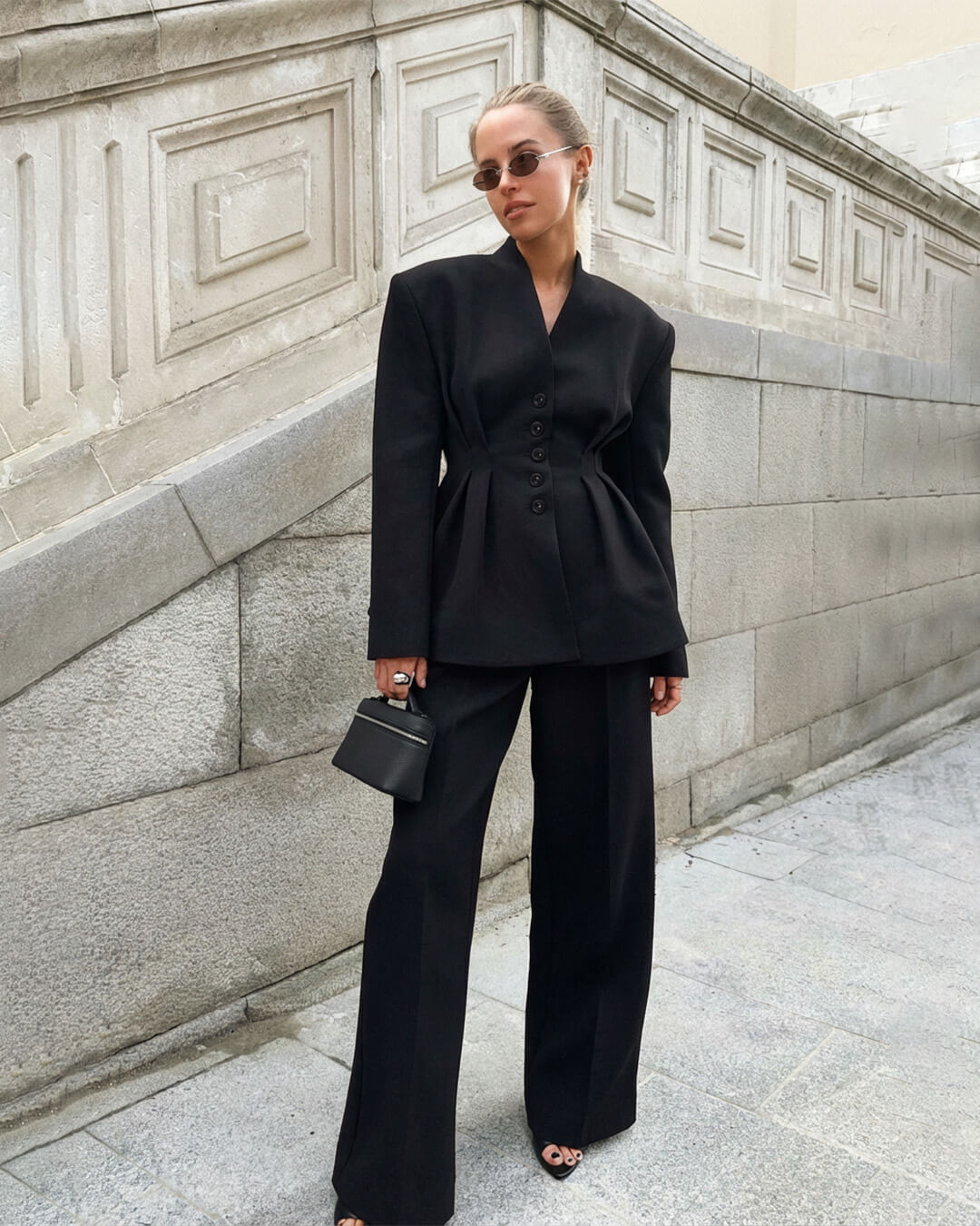 SOERA Empress Ruched - Waist V - Neck Blazer - Jackets - lf1770276357227267090 Black S