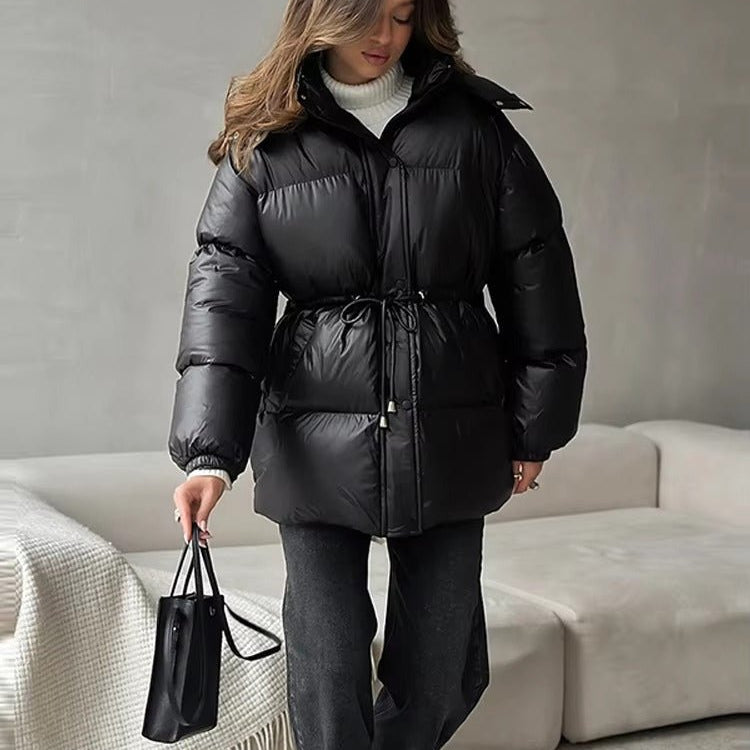 SOERA Lorie Drawstring Hooded Puffer Coat - Jackets - 1005010026834237-;mI1761217546551872446 Black S