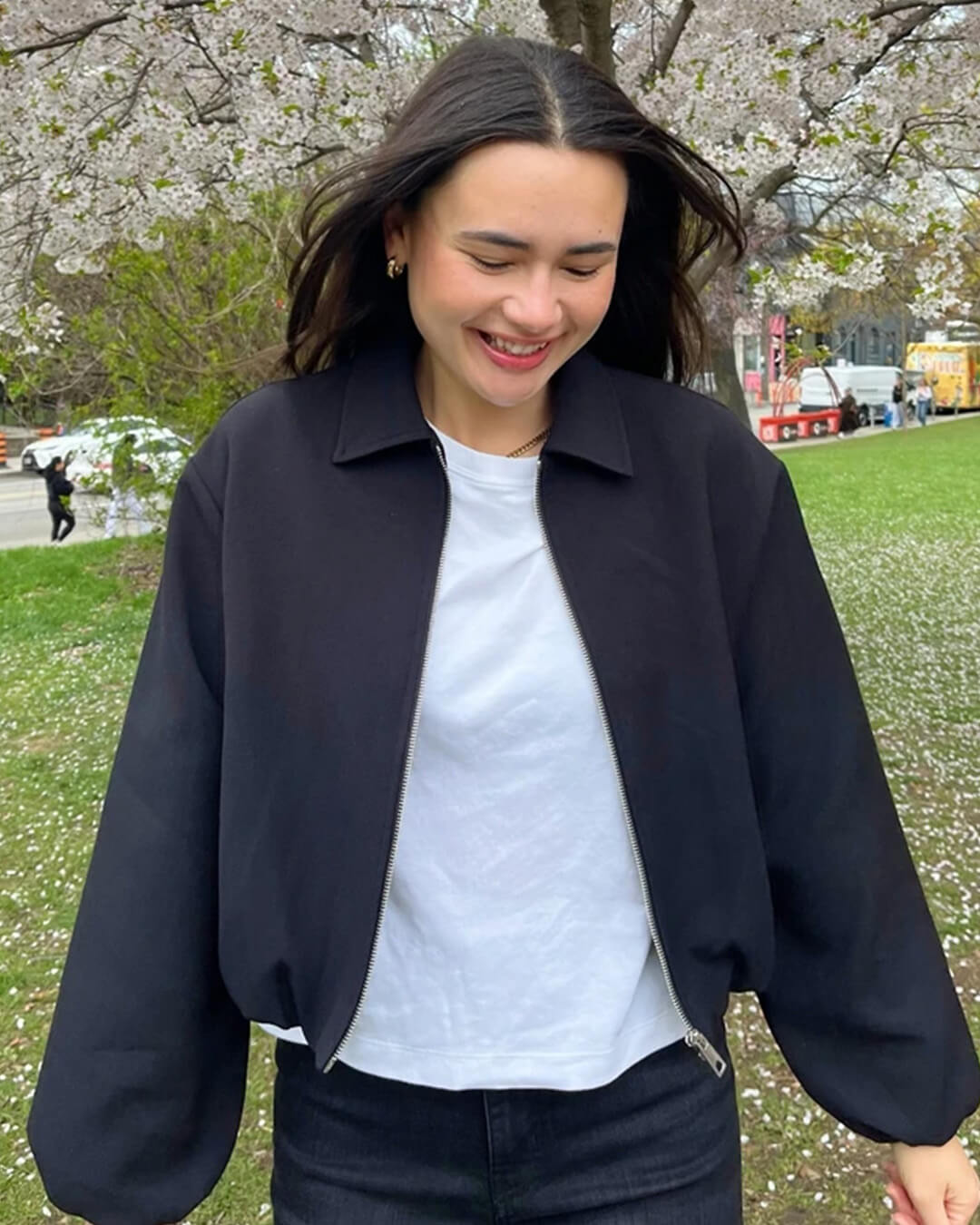 SOERA Midori Puff Sleeve Bomber Jacket - Jackets - 1005009867474745-;LT1775063644241854788 Black S