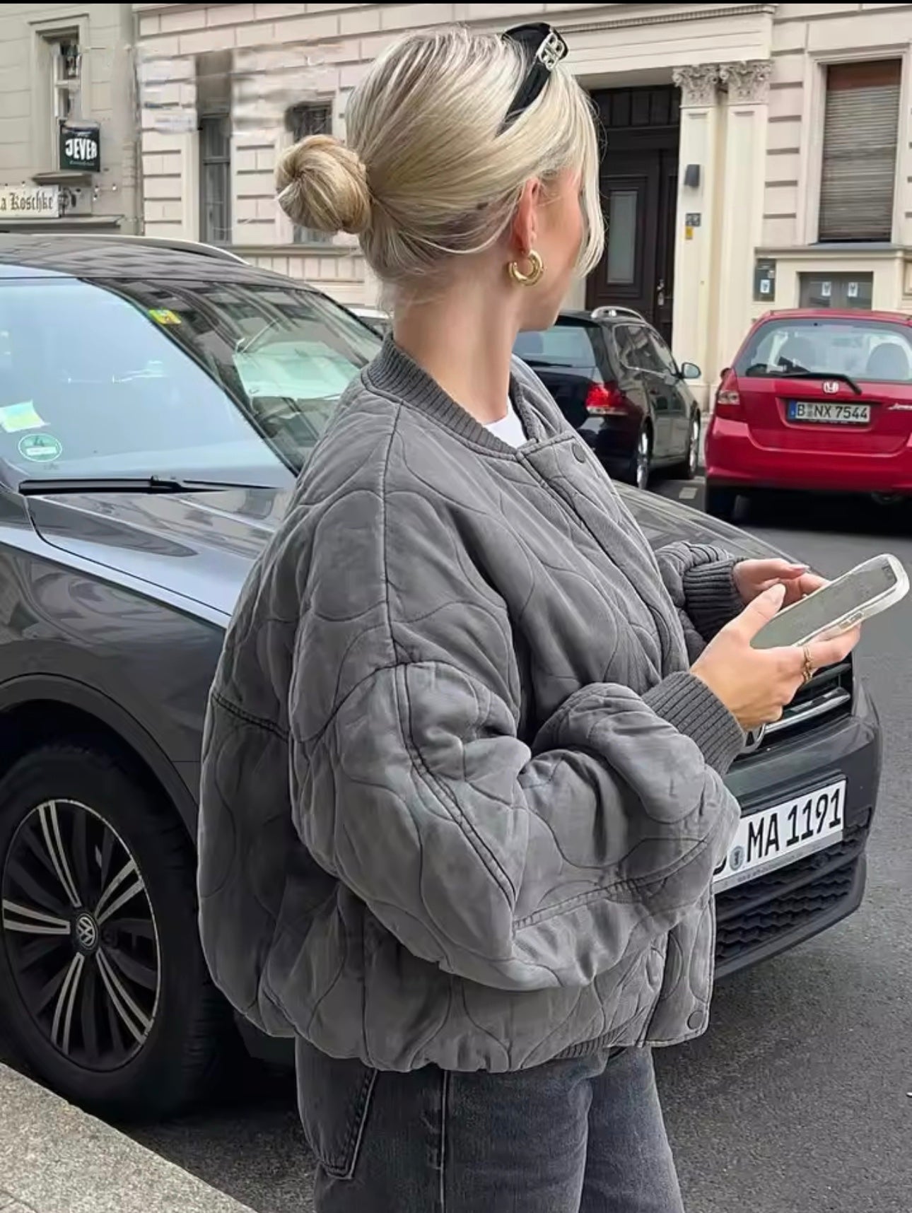 SOERA Salma Padded Bomber Jacket - Jackets - kX1760504685432202706 Gray S