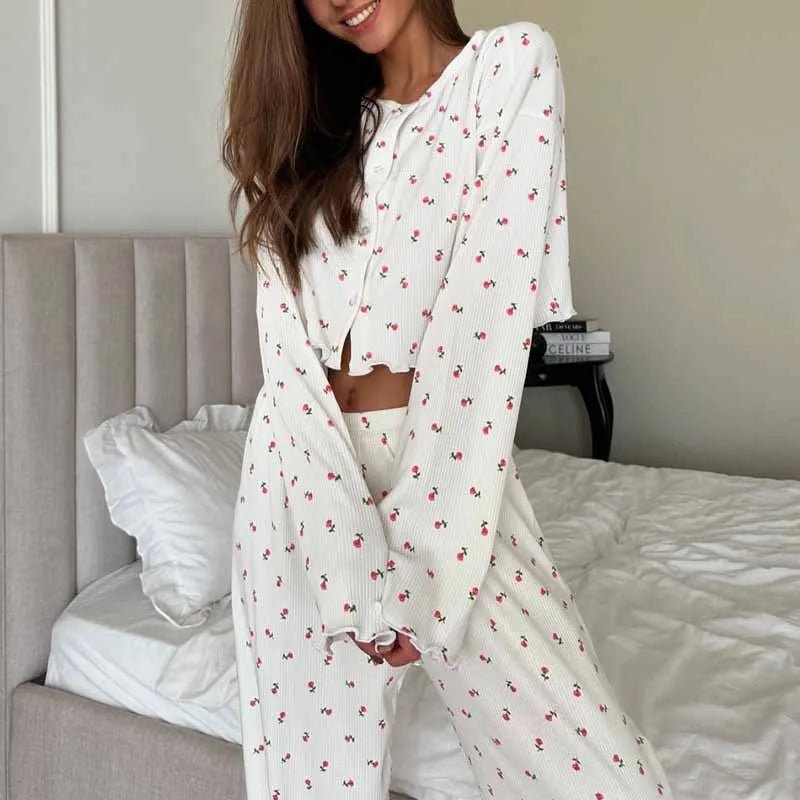 SOERA Aiza Long Sleeve Floral Pajama Set - Matching Sets - 1005010463347751-;Ei1770619319009384431 S