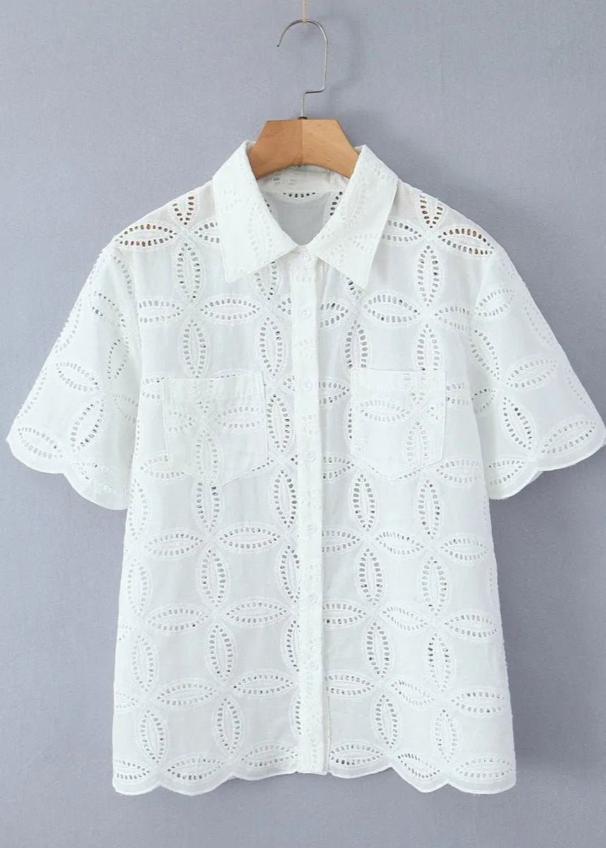 SOERA Beatrice Embroidered Cotton Shirt and Skirt Set - Matching Sets - L