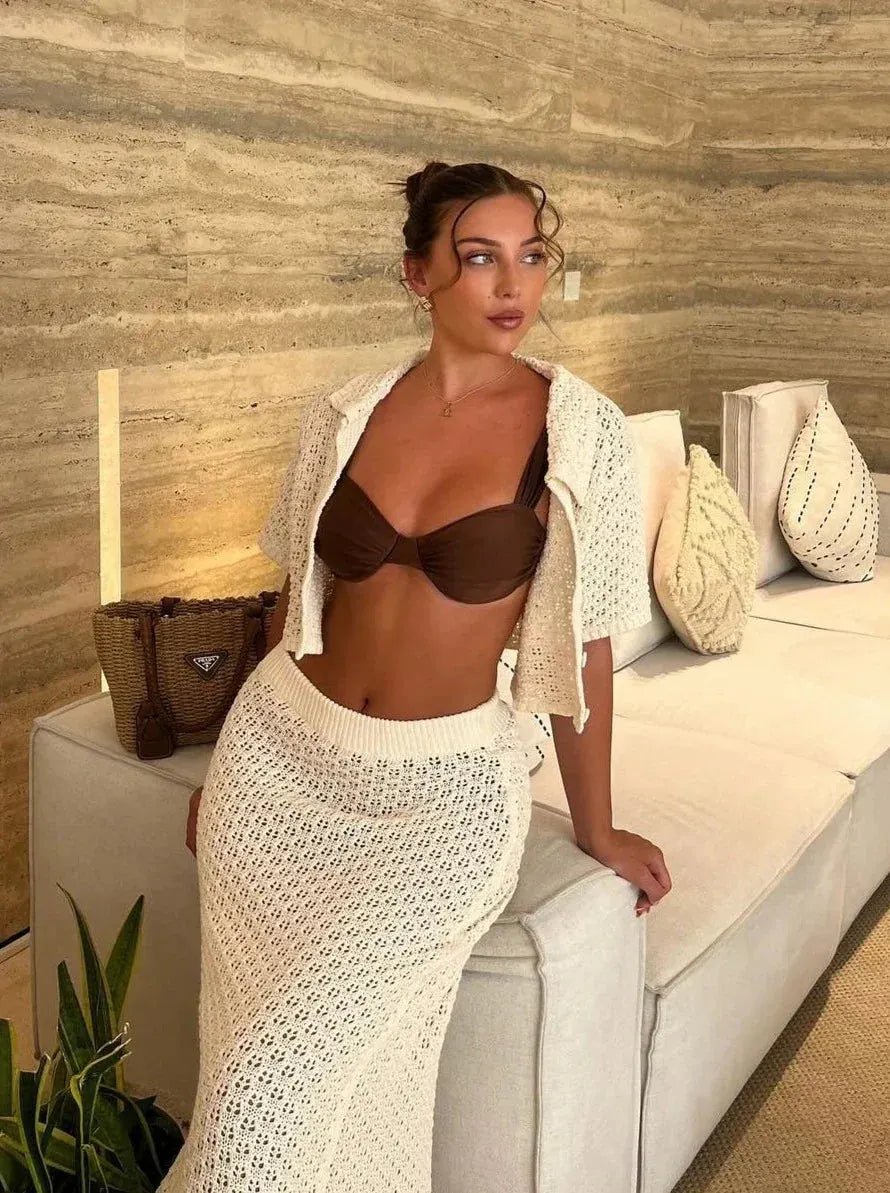 SOERA Celeste Crochet Stylish Set - Matching Sets - Beige S