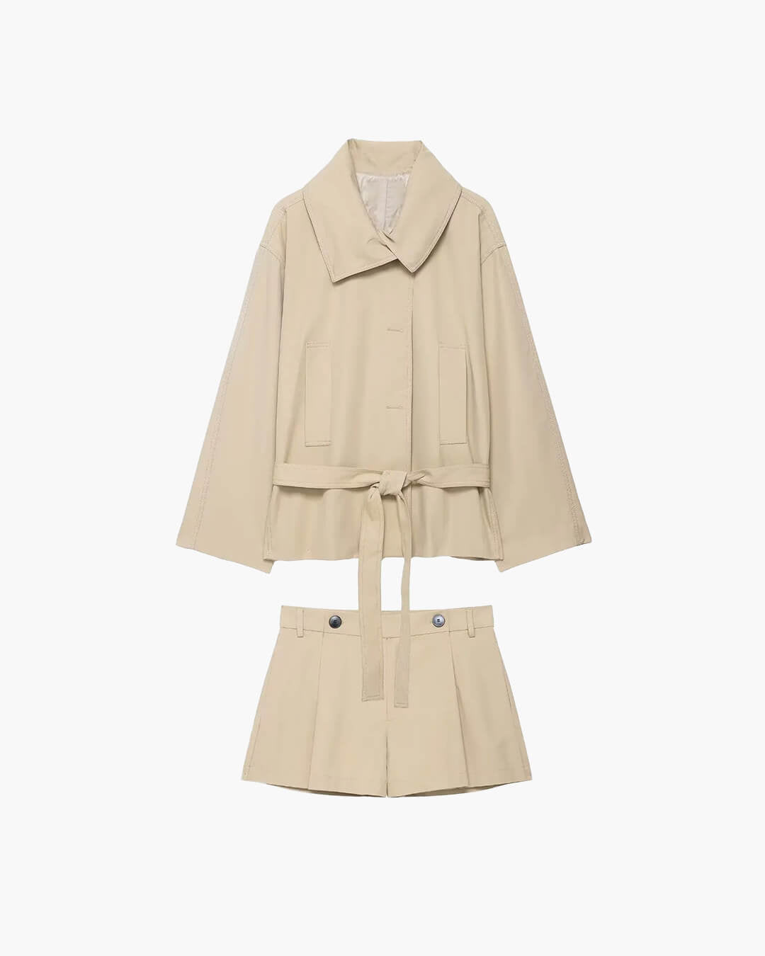 SOERA Debra Belted Jacket & Shorts Set - Matching Sets - 1005009892467660-;Pv1772135167935172927 Suit S