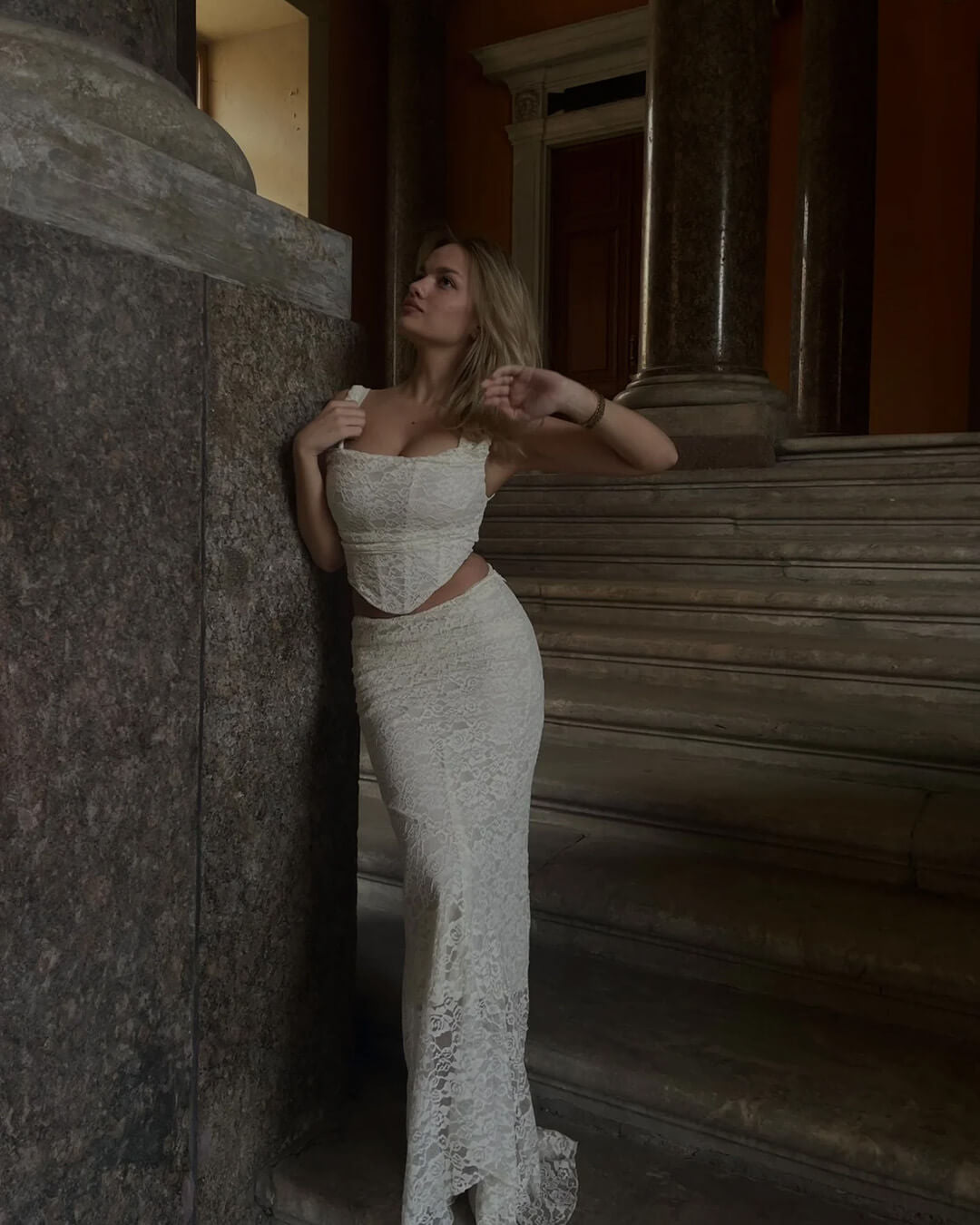 SOERA Esmeralda Lace Maxi Skirt Set - Matching Sets - 1005006072013774-;XD1770739110496756101 Beige Set M