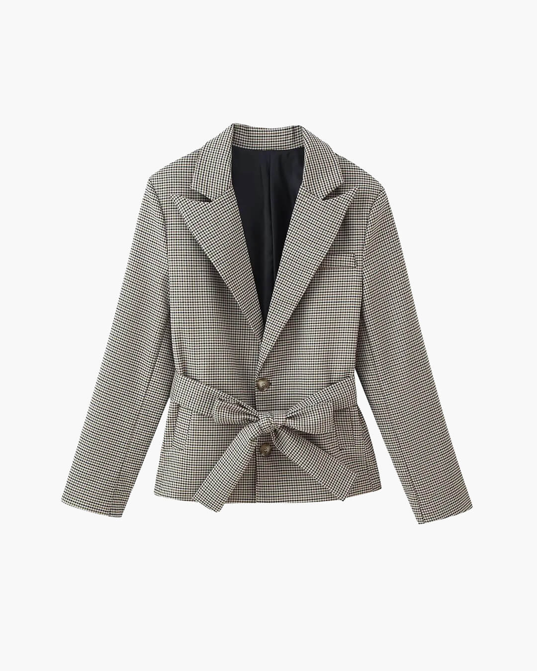 SOERA Lucy Houndstooth Belted Shorts Suit - Matching Sets - 1005010106269418-;UW1770303445138348552 L